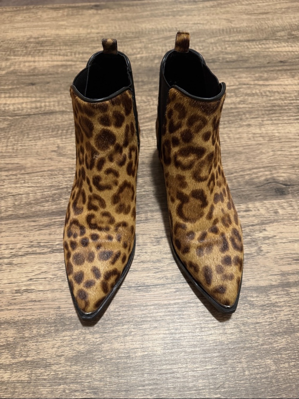 Marc Fisher Leopard Print Pointed Toe Ankle Booties